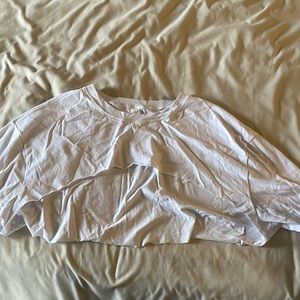 White balance athletica (now vitality) cropped shirt (front shorter than back)